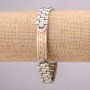 Stainless steel bracelet with clasp, 12 mm thick, 21 cm long, silver with gold tone