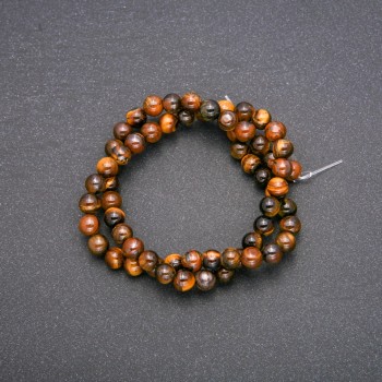 Tiger's Eye Beads — Smooth Round Bead Strand, 6 mm Diameter, 38 cm Length (±)