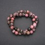 Rhodonite beads, smooth round, 8.5 mm diameter, on thread, 38 cm length (+/-)