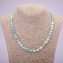 Faceted natural aquamarine gemstone necklace, bead diameter 7x9(±)mm, length 48 cm