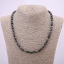 Necklace made of Snowflake Obsidian 'Apache Tears' with a smooth bead, diameter 6(±)mm, length 48 cm
