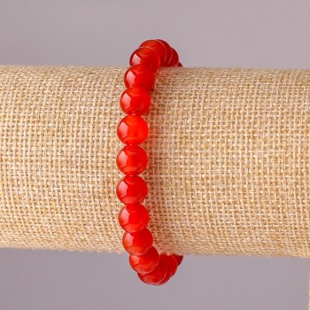 Carnelian bracelet on elastic, smooth beads, 8 mm diameter, 18 cm circumference