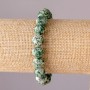 Moss Agate Bracelet on Elastic Cord, Smooth Beads, 10 mm Diameter, 18 cm Circumference