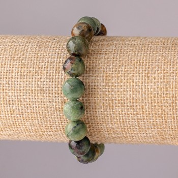 Natural Jasper stone bracelet on elastic, smooth beads, 10 mm diameter, 18 cm circumference