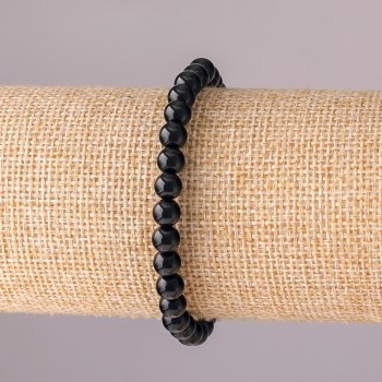 Synthetic Agate Bracelet on Elastic, Smooth Beads, 6 mm Diameter, 18 cm Circumference