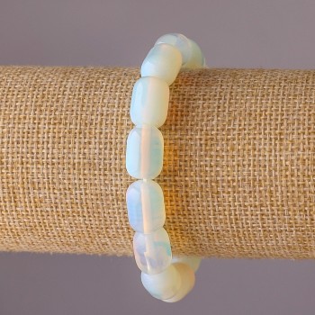 Moonstone Bracelet, Barrel Beads on Elastic, 10x14 mm, 18 cm circumference