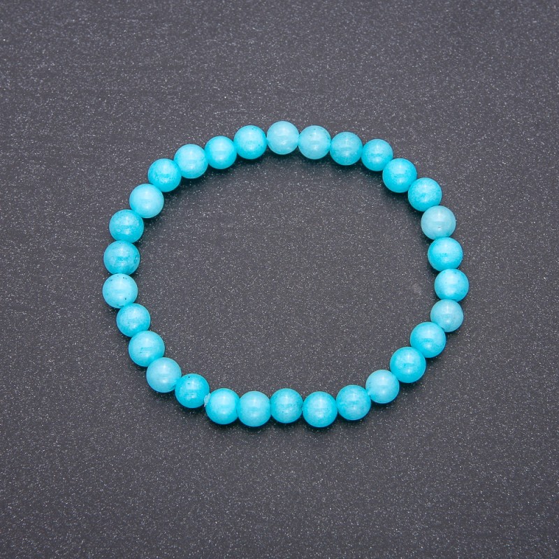 Aquamarine bracelet on elastic cord, smooth bead, 6 mm diameter, 18 cm circumference