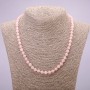 Rose Quartz Necklace with natural stone, smooth 6 mm beads, 45 cm length+