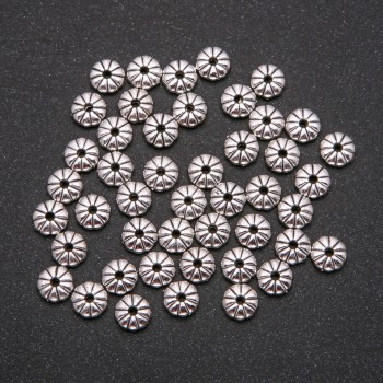 Bead insert findings, silver metal color, diameter 2.5×7 mm (±), packaging 20 g, 45 (±) pcs