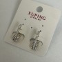 Xuping Earrings with White Crystals, Rhodium and 18k Gold Plating, 2x20 mm