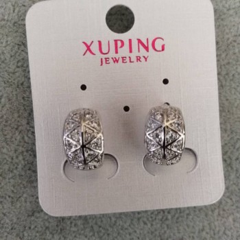 Xuping Earrings with White Stones 9x15mm Rhodium