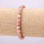 Rhodonite natural stone bracelet, smooth beads, 6.5 mm diameter, 18 cm length