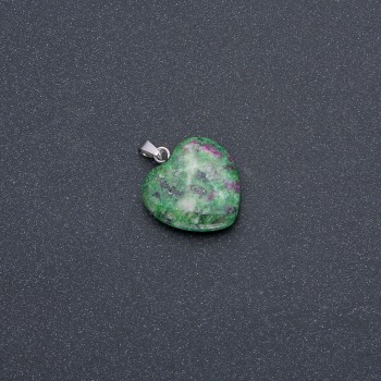 Pendant Heart natural Zoisite stone 19×19×26 mm (+-)