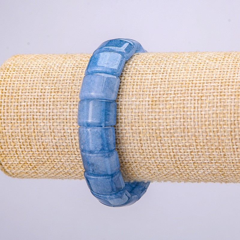 Elastic Aquamarine Link Bracelet, 15x12 mm stones, 18 cm circumference (+-)