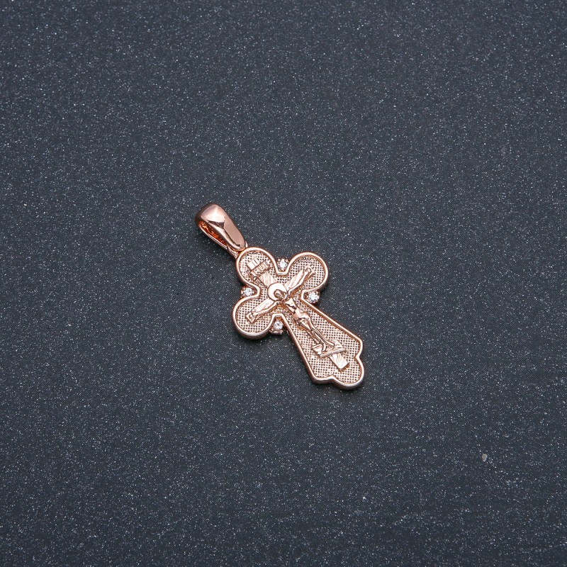 Cross Pendant Xuping 18k Gold Plating with White Crystals 32x26x15 mm +