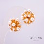 Xuping Earrings with 18K Gold Plating and Mallorca Pearls, 19x20mm+
