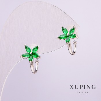 Кафф Xuping Родій із зеленими каменями, діаметр 8мм +