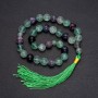 Fluorite Natural Stone Bead Necklace, 33 Beads, Smooth Round Bead, 10 mm Diameter ± Fluorite Inlay