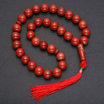 Red Jasper Natural Stone Mala Beads, 33 Beads, Smooth Round Bead, Diameter 10 mm, Red Jasper Inlay