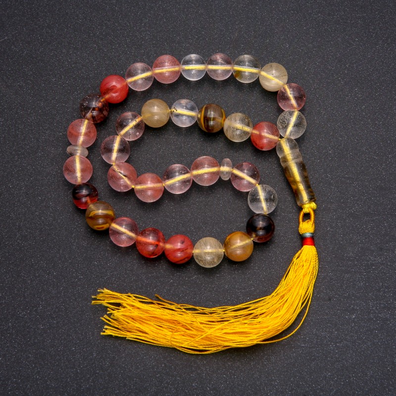 Beads made of natural chalcedony, 33 beads, smooth spheres, 10 mm diameter ±, chalcedony inlay