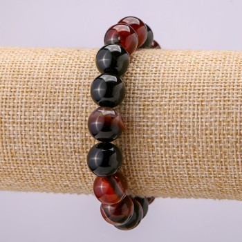 Elastic bracelet made of natural carnelian, smooth bead, 12 mm diameter, 18 cm circumference +