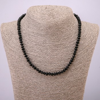Shungite Beads Necklace (Synthetic) Smooth Rondels, 6x3 mm, Length 45 mm