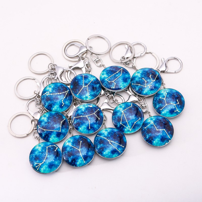 Glow-in-the-dark Zodiac Keychains, set of 12 pcs, price per pack, length 10 cm