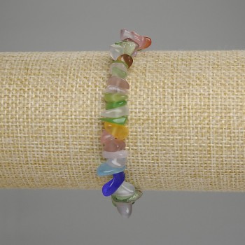 Elastic bracelet with assorted natural stones, 7 mm chips +/-, circumference 18 cm