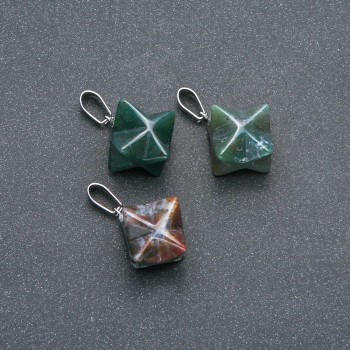 Merkaba Moss Agate Pendant 10x10 mm