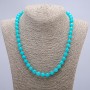 Aquamarine natural gemstone necklace with smooth beads, 8 mm diameter, length 45 cm