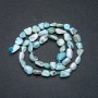 Beads on thread, natural Larimar gemstone, faceted 6x10mm + -, length 39 cm