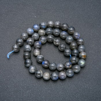 Beads on a thread, natural Labradorite stone, smooth round beads, diameter 8.5 mm, length 39 cm