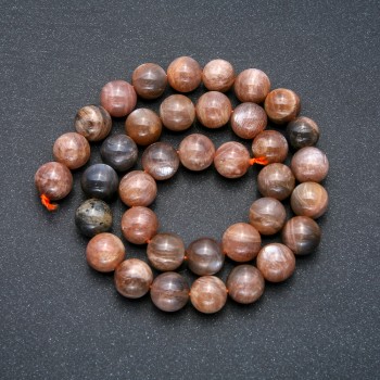 Beads on a thread, natural stone Selenite, smooth round beads, diameter 10.5 mm, length 39 cm