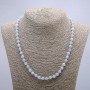Bead necklace of natural Aquamarine with smooth beads, diameter 6(±)mm, length 46cm+
