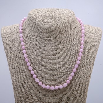 Natural Kunzite Necklace with Smooth Bead, 6(±)mm Diameter, 46 cm+