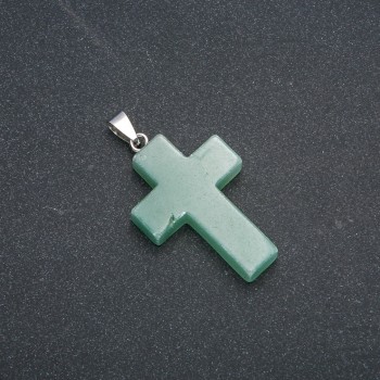 Cross Pendant, Jade Stone 50×28 mm