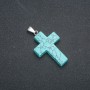 Cross Pendant, Turquoise (Synthetic) Stone 50x28mm +