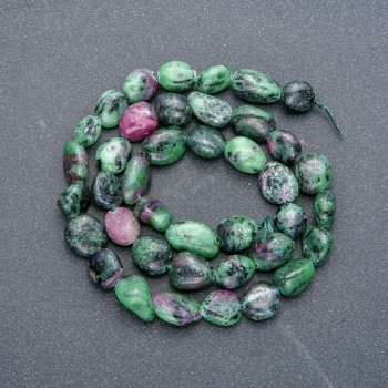 Beads on a string of natural Zoisite, faceted, diameter 10x8 mm, length 41 cm +