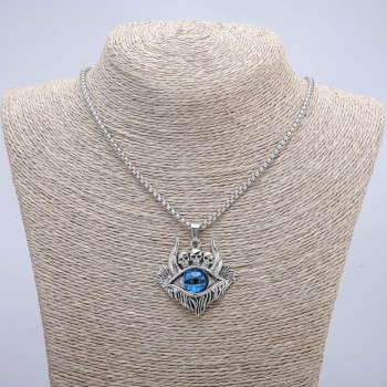 Pendant 'Demon's Eye' 45x40 mm on a chain, length approx. 70 cm, silver-colored metal