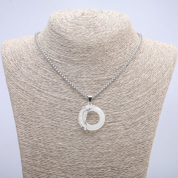 Pendant 'Moon' 35×28 mm on chain, length 70 cm + - silver-tone metal