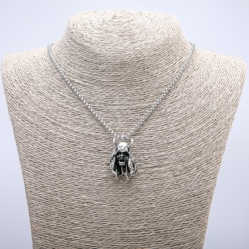 Pendant 'Demon' 35×24 mm on chain, 70 cm long, silver-toned metal