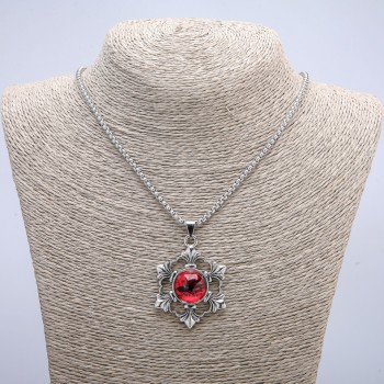 Pendant 'Dragon's Eye in a Frame' 50×35 mm on a chain, length 70 cm, silver metal