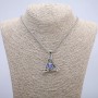 Pendant 'Dragon's Eye in a Triangle' 40x35 mm on a chain, length 70 cm, silver-toned metal