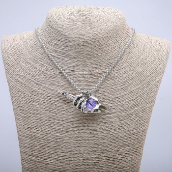 Pendant "Hand-Candle Dragon Eye" 60x30 mm on a chain, length 70 cm, silver-tone metal