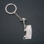 Keychain 'Axe', diameter 58x22 mm, length 12 cm, silver-colored metal