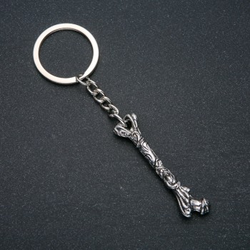 Keychain 'Bone', diameter 56×13 mm, length 11 cm, silver-colored metal