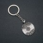 Keychain, diameter 22 mm, length 9 cm, silver-colored metal
