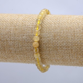 Elastic bracelet with rutile quartz, smooth beads, 6 mm diameter, approx. 18 cm circumference