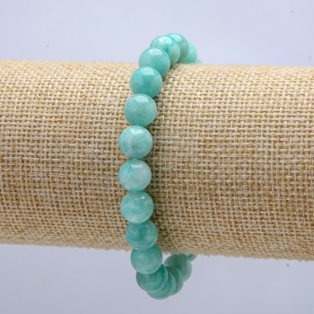 Elastic bracelet made from natural amazonite with smooth beads, 8 mm diameter, circumference 18 cm +