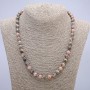 Rhodochrosite natural stone necklace with a smooth bead, 8 mm diameter, 45 cm length +